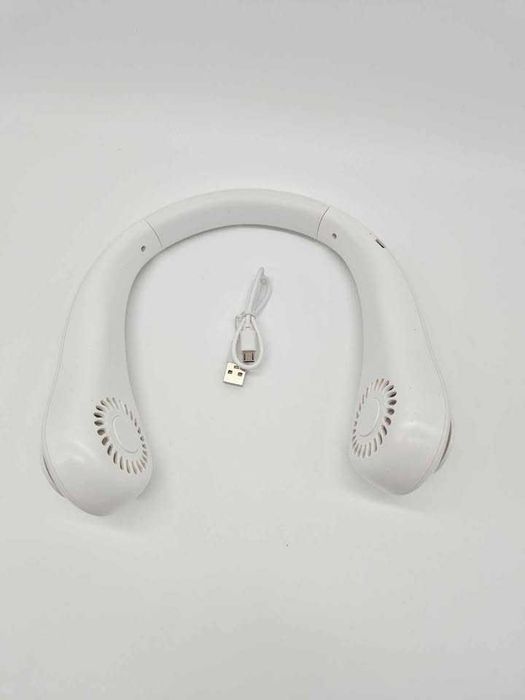 Wentylator mini na szyje wiatrak przenośny biały 5 trybów mocy