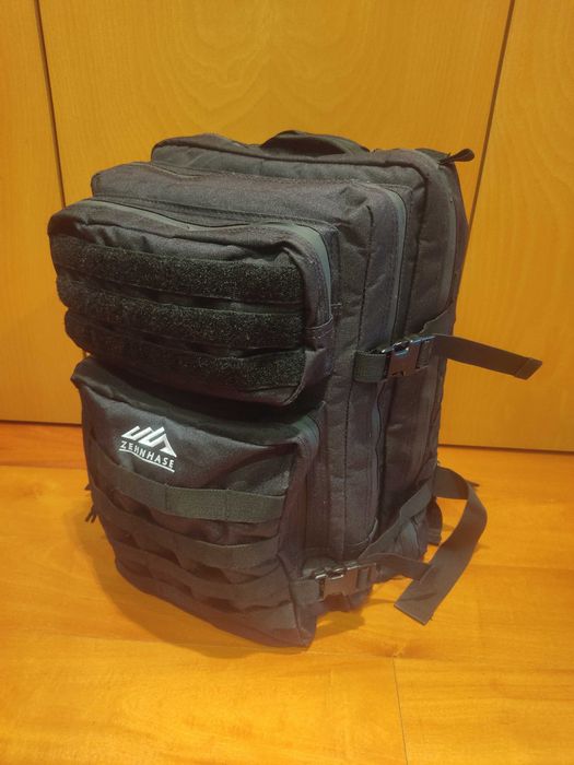 Mochila tática Zehnhase preta para caminhadas, campismo, etc.