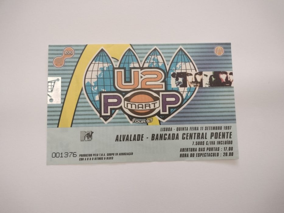 Bilhete do concerto dos U2.