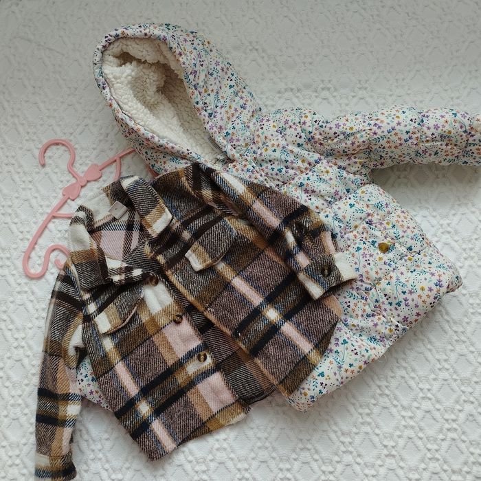 Картата тепла сорочка та куртка для дівчинки