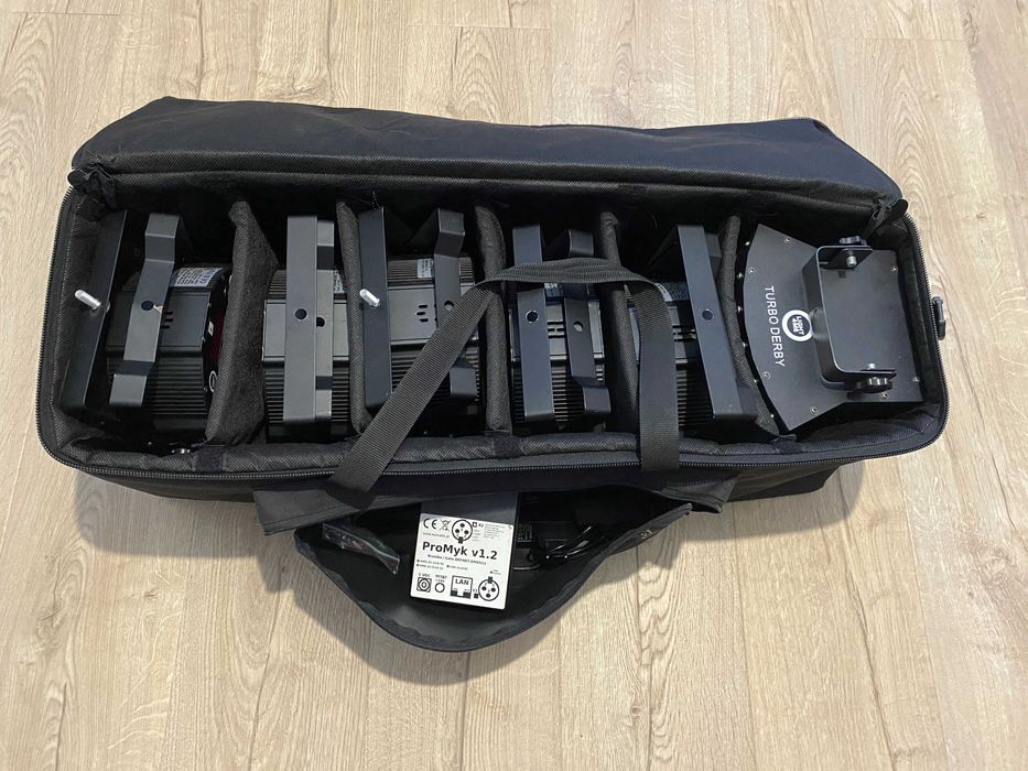 oświetlenie sceniczne LIGHT4ME LED PAR, Derby + kwmatik promyk + torba