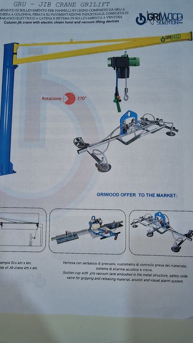 Grua com 4 ventosas ideal para placas mecânica