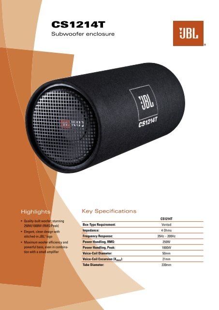 Автомобильный сабвуфер JBL  CS1214T