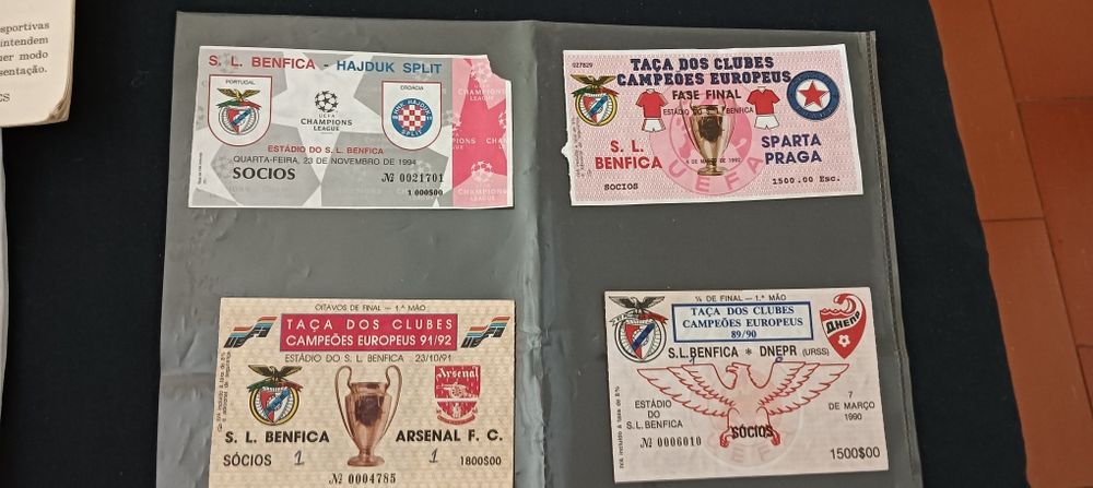 Bilhetes de futebol antigos