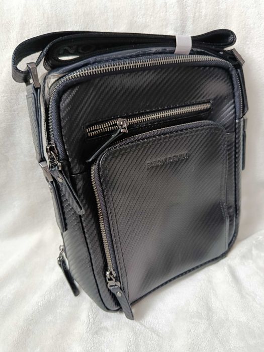Męska torba na ramię BISON DENIM – Nowa, wzór Carbon