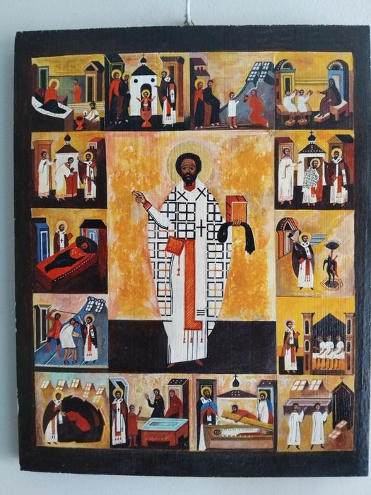 Ikona tradycyjna święty Mikołaj z Miry 38x30cm