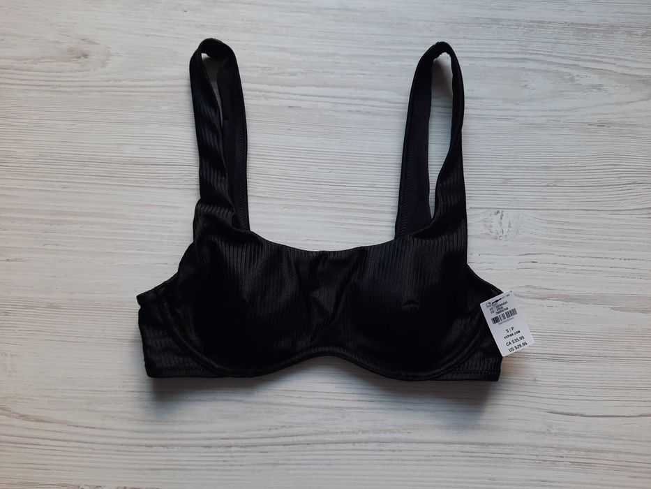 Черный купальник бандо пуш-ап с топом Victoria's secret оригинал S XS верх от купальника отдельно мягкая чашка треугольники 75А 70В на маленькую грудь