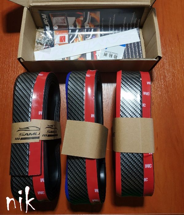 Карбонова губа 2,5 м на бампер, пороги для авто. Тюнінг, спідниця