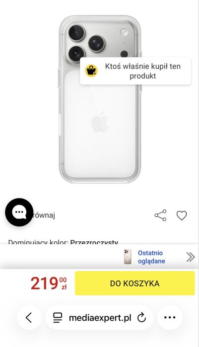 Oryginal - Etui APPLE Clear Case MagSafe do iPhone 17 Pro Przezroczysty