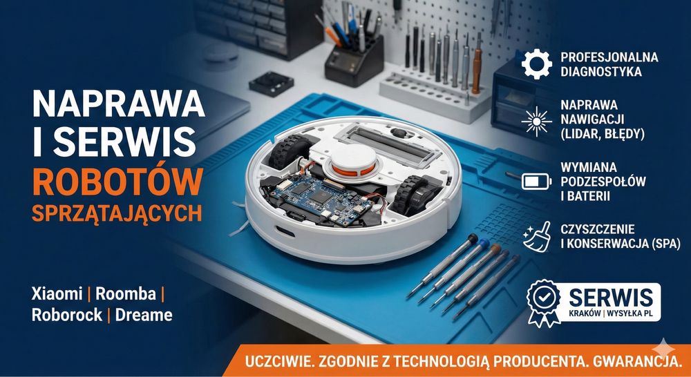 Naprawa Serwis Robotów Roomba Xiaomi Roborock odkurzaczy Kraków dreami