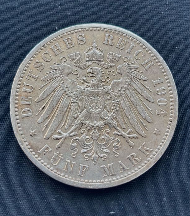 Срібна монета 5 марок 1904 року Баден