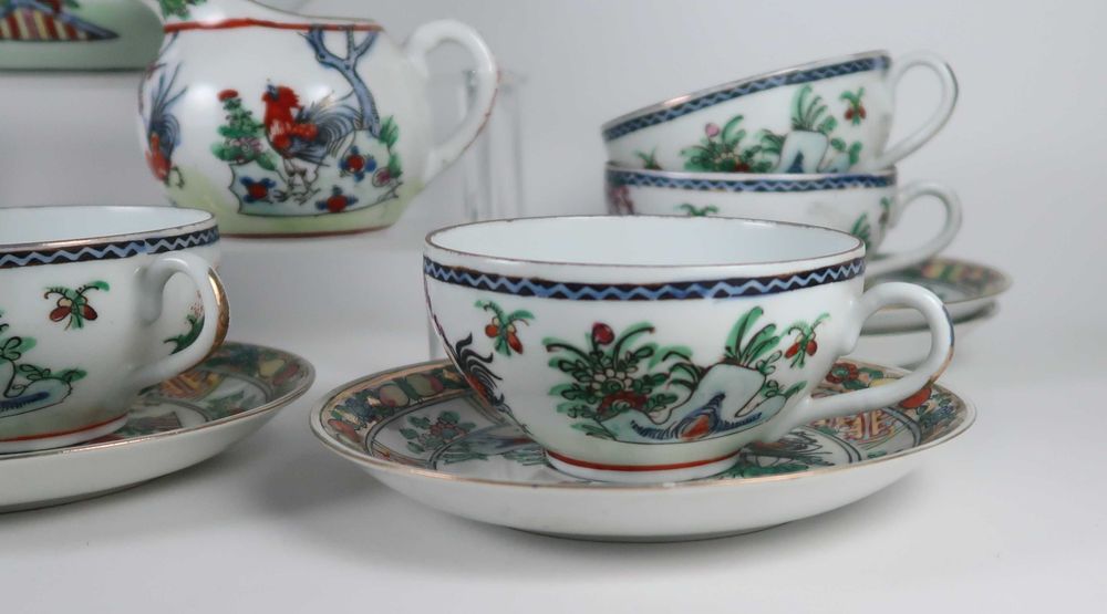Conjunto chá porcelana da China - Galos