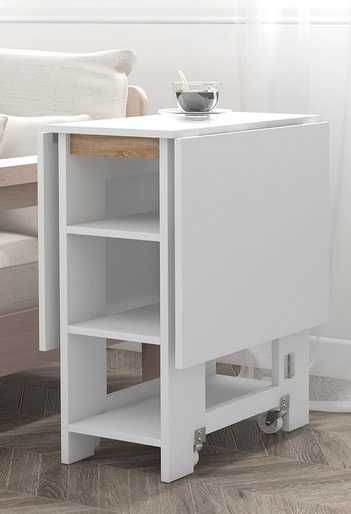 Mesa extensível dobrável com rodas cozinha sala de jantar 120x60x75 cm