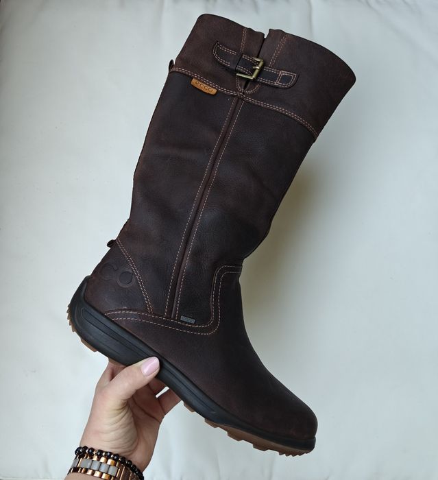 Ecco Voyage Gore-Tex skórzane kozaki ciepłe wodoodporne brązowe 40/26 cm