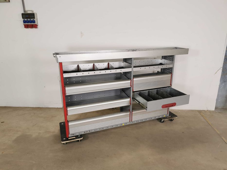 Regały szafki półki do busa zabudowa serwisowa warsztatowa ZESTAW BOTT