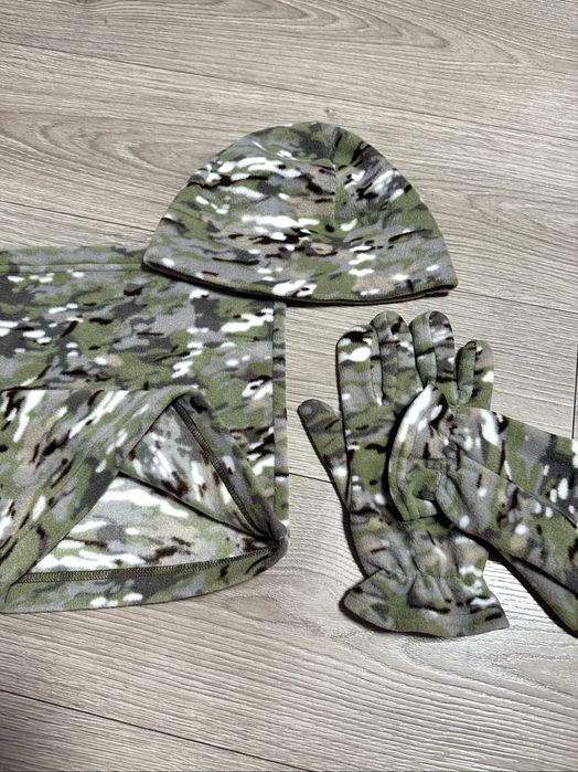 Флісовий, військовий комплект: рукавички, шапочка, хомут/бафф (Unisex)