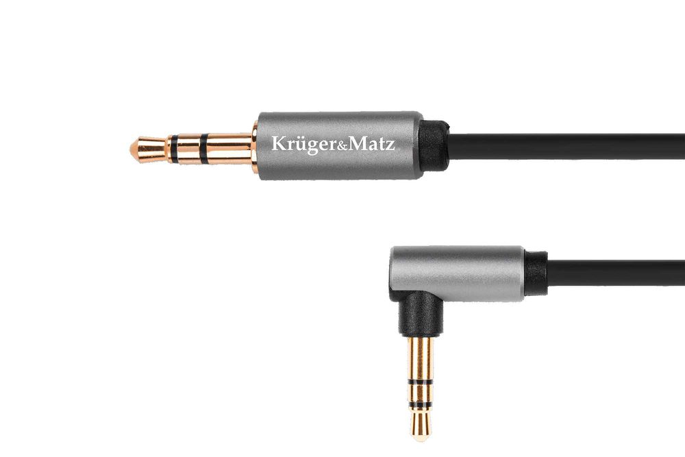 Kabel jack 3.5 wtyk stereo - 3.5 wtyk kątowy 1m Kruger&Matz Basic