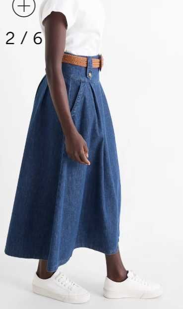 Saia jeans com cinto - C & A