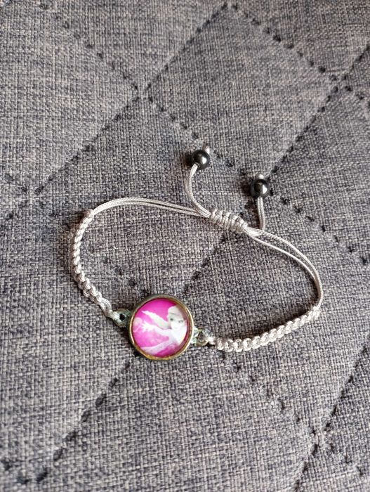 Bransoletka pleciona ze sznurkiem zaciągana szara Kraina Lodu