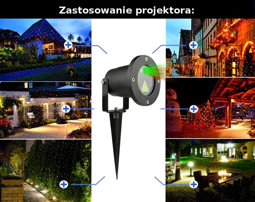 Projektor Laserowy RG Wzory Świąteczny Star Shower Ogrodowy na Prezent