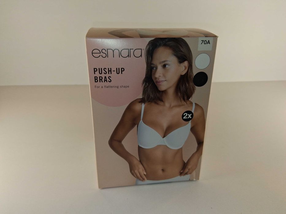 A168 Zestaw 2-pak Esmara Biustonosz Push-Up Biały Czarny Rozmiar 70A