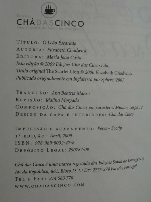 O Leão Escarlate de Elizabeth Chadwick - 1ª Edição