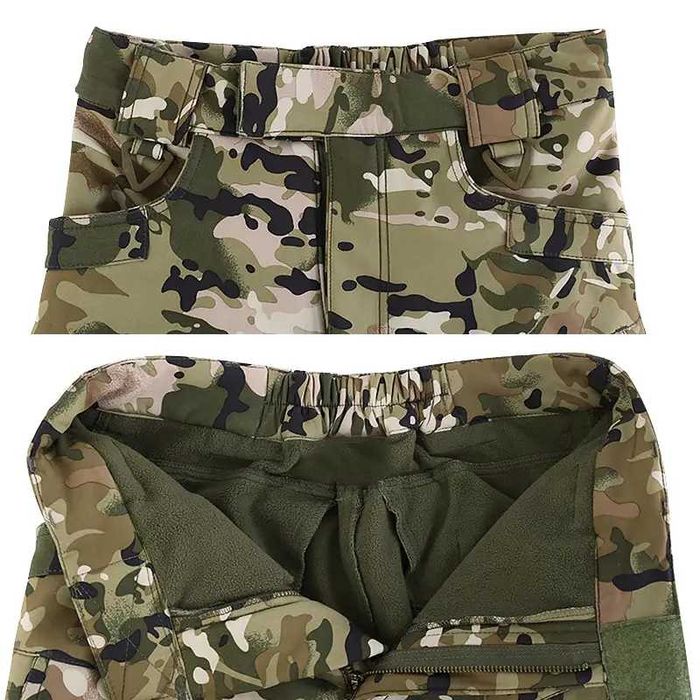 Тактичні штани Lesko B260 Khaki та Camouflage CP теплі на флісі