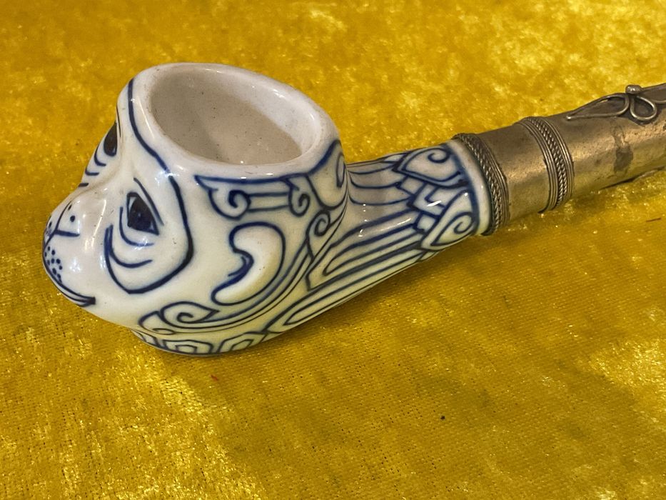 Cachimbo porcelana boquilha metal