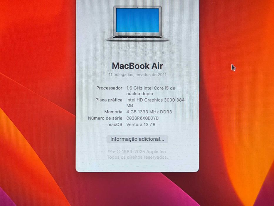 Apple Macbook AIR 11” i5 ssd 256GB
