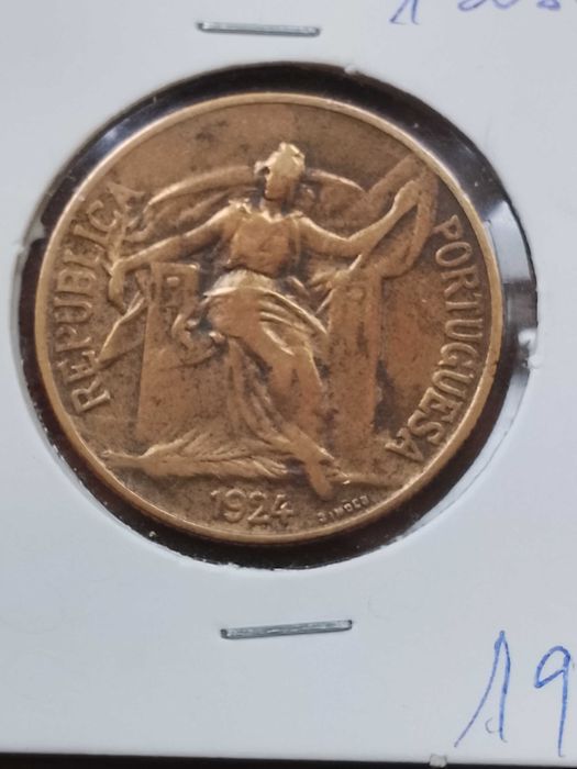 Moeda de 1 escudo de 1924, em bronze