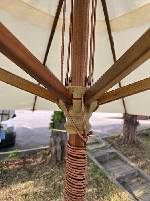 Parasol ogrodowy drewniany średnica 4 m kolor mleczny-Solo