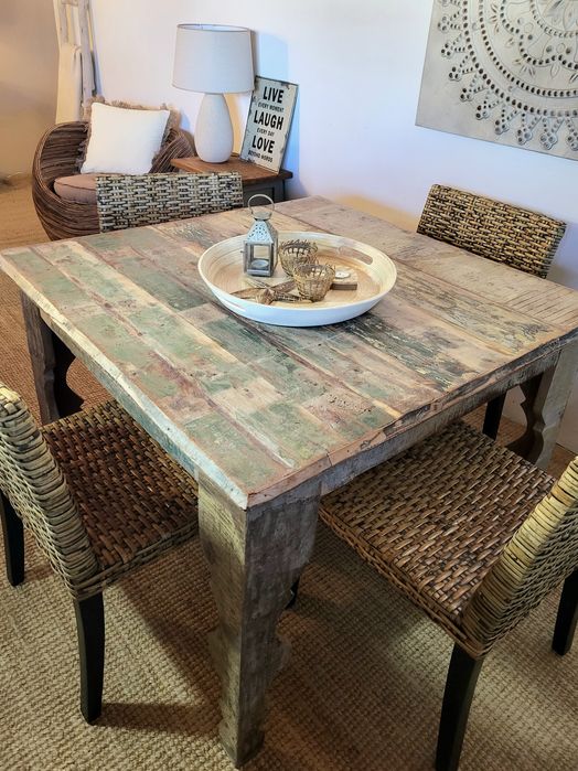 mesa, refeições, cadeiras, oriental, indiano, rustico