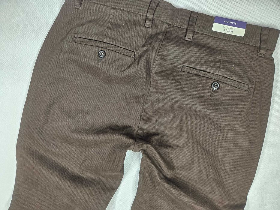 NEXT slim fit brązowe spodnie materiałowe chino ke/04122 W32L36 84cm