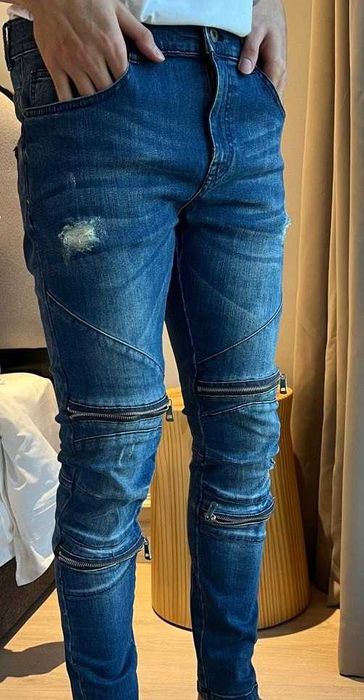 ZARA MAN jeansy biker niebieskie 46 jak nowe
