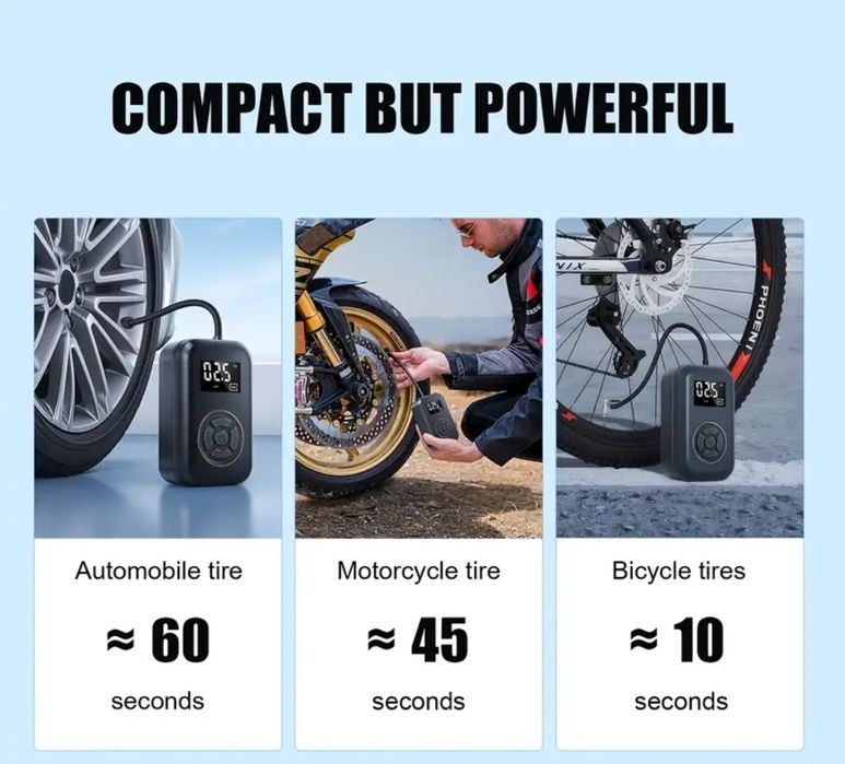 Mini przenośna pompka rowerowa samochodowa do piłek kompresor 10,3 bar