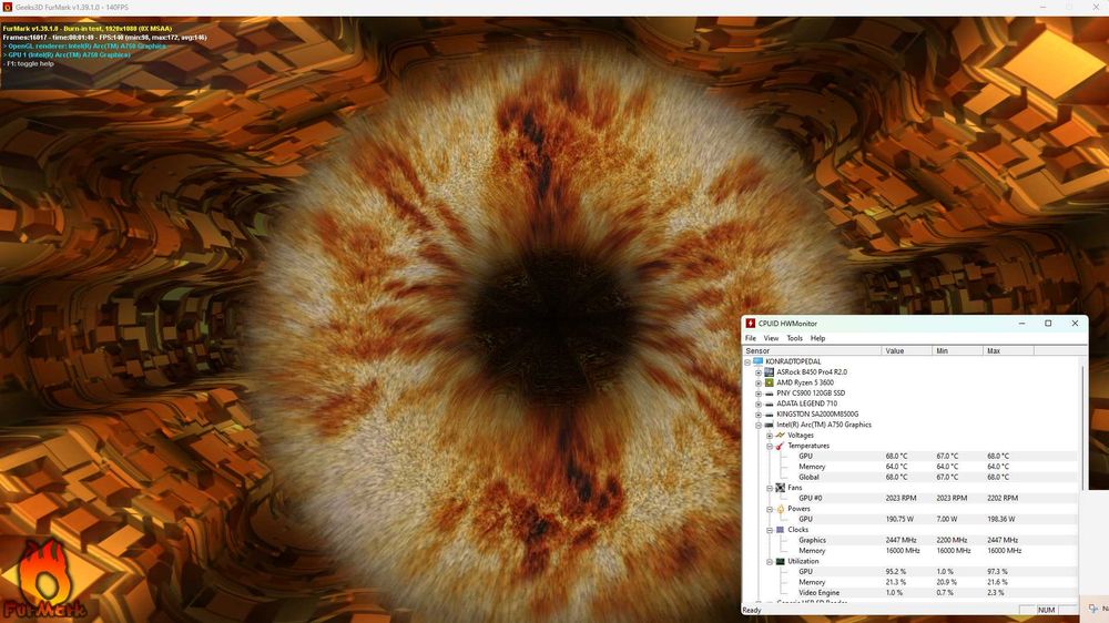 Sparkle Arc A750 Titan OC Edition 8 GB GDDR6 3 wentylatory