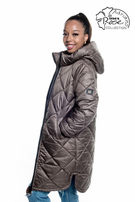 Płaszcz kurtka zimowa długa damska brązowa 48