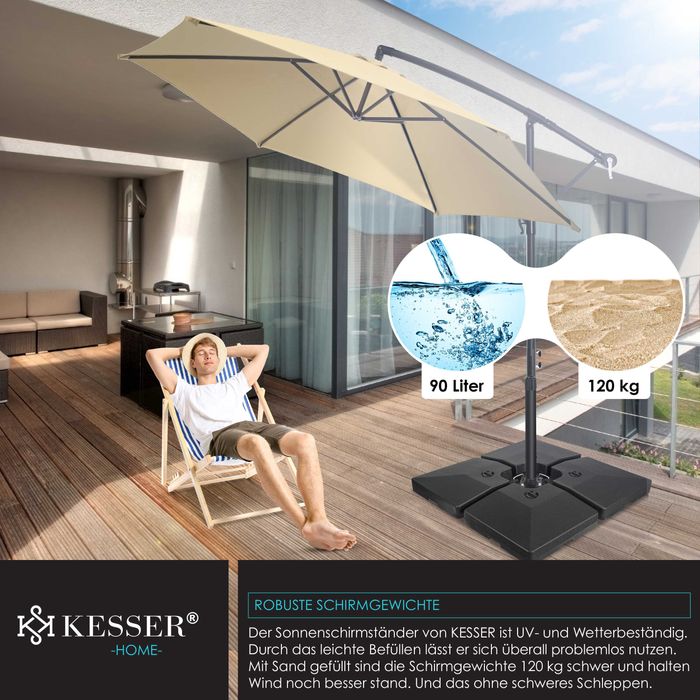 8Stojak na parasole KESSER 4-częściowy stojak na parasole z ciężarkami