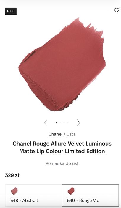 Chanel limitowana, ekskluzywna,  matowa pomadka do ust.