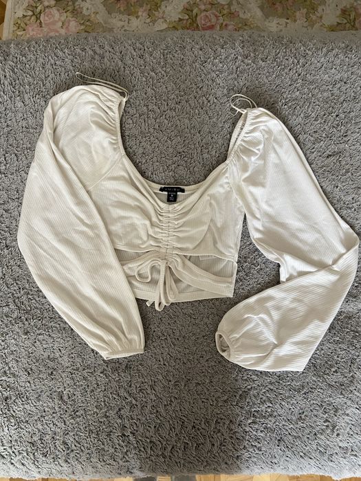 Белый топ clean girl style рукава балон balloon sleeves
