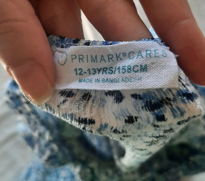 Vestido Floral Azul Primark 12-13 Anos (Tam. XS/XXS)