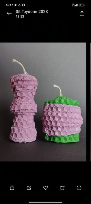 Свічки з вощини ручної роботи