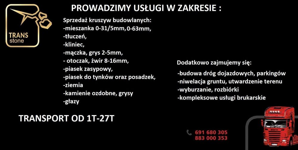 Mieszanka Kliniec Tłuczeń Żwir Otoczak Pospółka Piasek