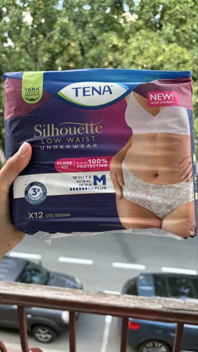 TENA Silhouette, 12 шт, M, Low Waist White, Жіночі вбираючі труси
