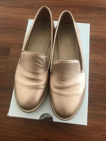 Espadryle mokasyny ALDO 38 złote skóra