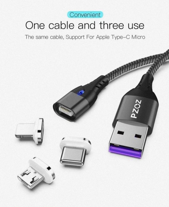 Turbo Charge  и Super Fast Charge магнитный кабель Pzoz