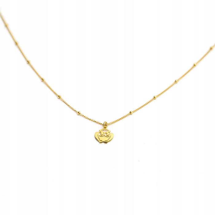 Łańcuszek Celebrytka Kuleczki Sówka Sowa Złota Stal 00653