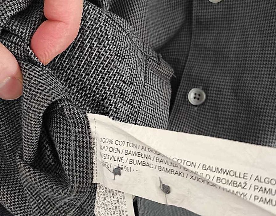 Męska szara koszula w drobny wzór, 100% bawełna