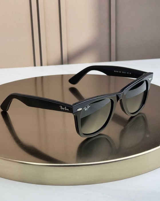 Сонцезахисні окуляри Ray-Ban Original Wayfarer RB2140 чорні, зелена лінза G15, унісекс, класика, оригінал