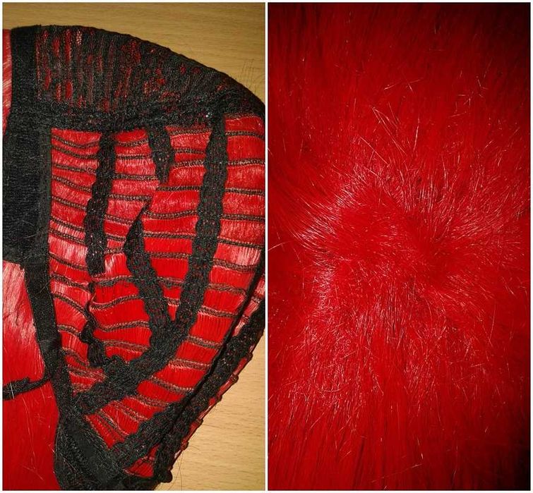 Krótka czerwona peruka męska z grzywką krótki czerwony wig cosplay